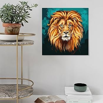 Amazon｜悲しいライオン インテリア装飾額装壁用絵画